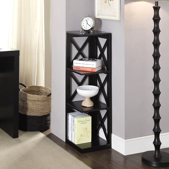Convenience Concepts Oxford 3 Tier Corner Bookcase, Black