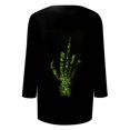 thumbnail image 7 of WTOBBY Women's Vintage Halloween Print V-Neck 3/4 Sleeve Casual Top Loose Fit Blouse Tee for Fall Festivities and Daily Fashion Wear,Green M, 7 of 7