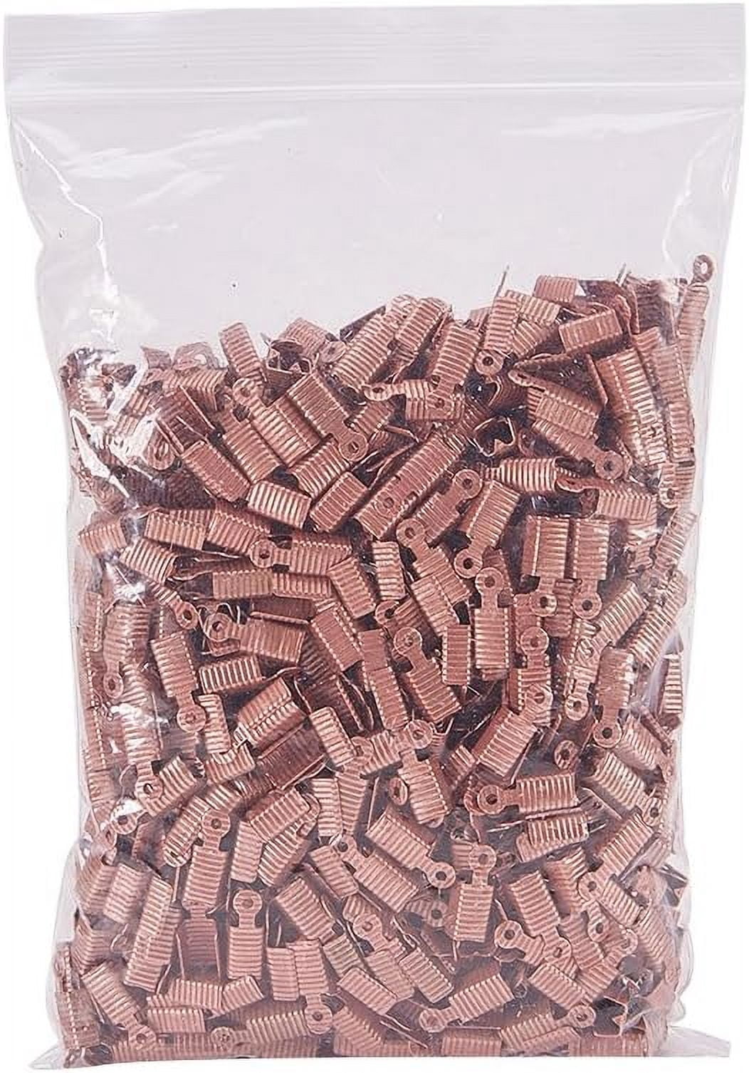 1000 PCS Red Copper Color Brass Cord Ends Folding Crimp Ends Fold Over Crimp Cord Tips/Ends Terminators End Jewelry Findings Tips for Leather