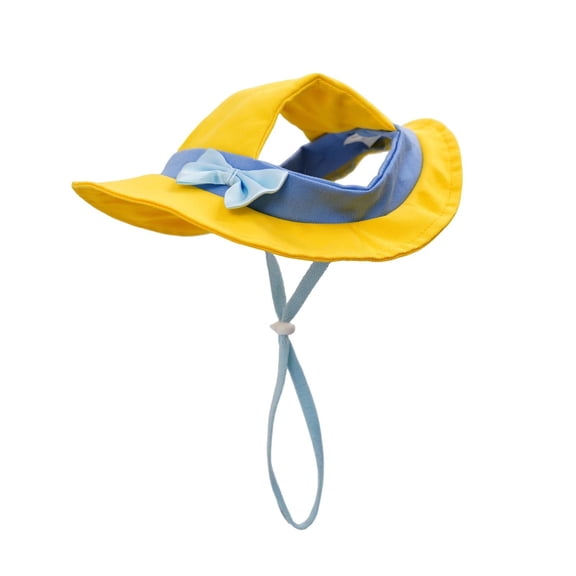 Bvdfgk Pet Sun Hat with Chin Strap Wide Brim Sunbonnet Sunshade for Photoshoots, Cats Yellow Xl