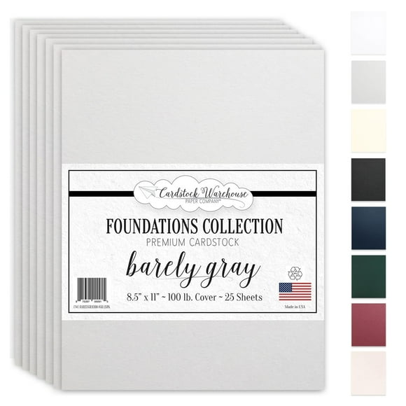 Cardstock Warehouse Foundations 100% Recycled Barely Gray Greige Cardstock Paper - 25 Sheets, 8.5 x 11" - 100 Lb/270 GSM Premium Gray Card Stock for Card Making, Laser, Inkjet Printing & DIY Projects