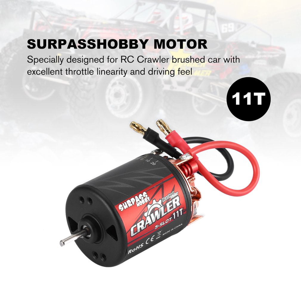 Color:Red and Black SURPASSHOBBY 5-Slot 540 11T/13T/16T/20T Brushed Motor Waterproof Motor Combo Set for 1/10 RC Crawler Brushed Car Truck 