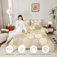 thumbnail image 4 of Manfei Hexagon Honeycomb Queen Comforter Set, Marble Comforter Sets Queen, Beige Gold, Reversible 3pcs, 1 Comforter and 2 Pillowcases, 4 of 6