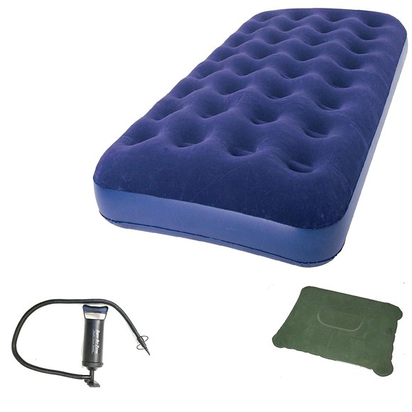Zaltana Matelas Pneumatique Format Simple avec Pompe à Double Action et Ensemble Oreiller Gonflable (AMN+AP3+PL1)