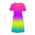 thumbnail image 5 of Sakmal Summer Dresses for Women with Pocket Gradient Basic Loose Fit Short Sleeve Purple Comfort Fit Long Sundress, 5 of 5