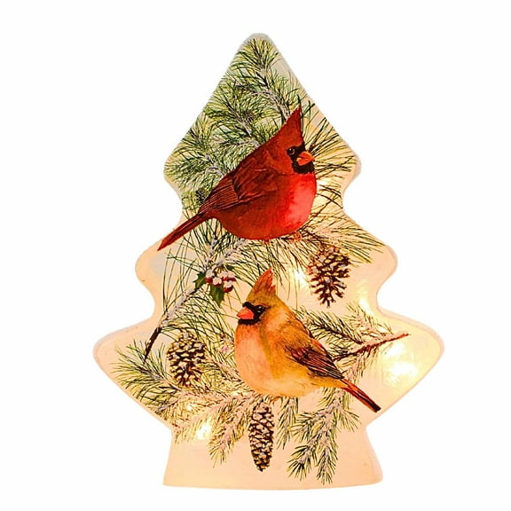 Stony Creek 8.50In Christmas Cardinals Pre-Lit Jar, Glass, Birds Lights Indoor Winter Bcc0263