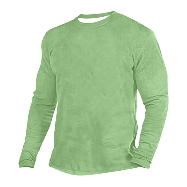 Jalioing T-Shirt à Manches Longues pour Homme, Mode Classique, Couleur Unie, Col Ras du Cou, Chandail, Tee, Décontracté, Basique, Chemises, Hauts