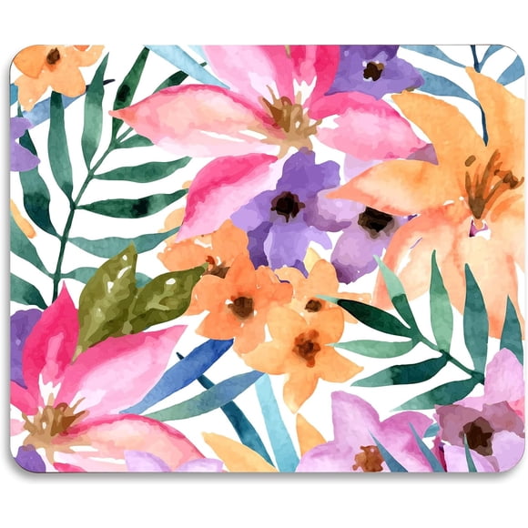 Tapis de Souris Gaming Base en Caoutchouc Antidérapante avec Surface Lisse pour Contrôle Précis Taille Compacte 9.5"x7.9" Thème Art Floral Parfait pour Ordinateur Portable et Bureau