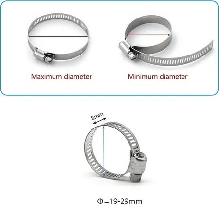 

5Pack Hose Clamp Stainless Steel Adjustable 19mm-29mm Range Worm Drive Hose Clamps Duct Clamp for Water Pipe Fuel Line Automotive and Mechanical Application (0.75 Inch to 1.14 Inch)