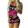thumbnail image 1 of Mujeres Sexy Impresión Encaje Sling Sin mangas Tank Tops Empalme Pantalones cortos Conjunto casual Fridja  fhjkhfk456479, 1 of 6