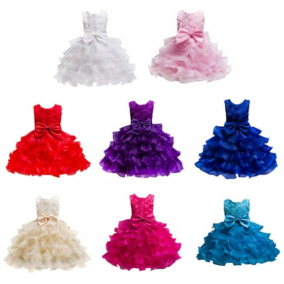 Girl Princess Dress Ruffle Tulle Beads Toddler Wedding Pageant Ceremony Birthday Party Evening Prom Dresses