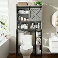 thumbnail image 6 of Walsunny Over the Toilet Storage Cabinet with Side Shelves Sliding Door Wooden Shelf Organizer for Restroom Bathroom Laundry,Gray, 6 of 6