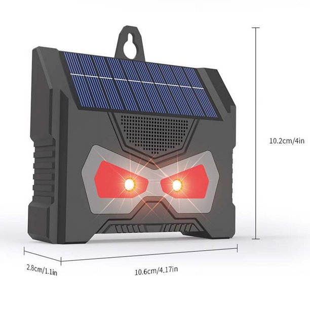 Repelente solar de ratones, repelente de animales con luz LED roja y blanca, repelente ultrasónico de ratones para exteriores