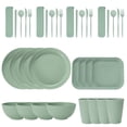 thumbnail image 1 of Nvzi Wheat Straw Dinnerware Sets, 36-Piece Plates and Bowls Sets, Cutlery, Microwave Safe Unbreakable Dinnerware for Parties, Picnic, College Dorm, Camping Light Green, 1 of 4