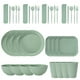 thumbnail image 1 of Nvzi Wheat Straw Dinnerware Sets, 36-Piece Plates and Bowls Sets, Cutlery, Microwave Safe Unbreakable Dinnerware for Parties, Picnic, College Dorm, Camping Light Green, 1 of 4