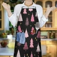 thumbnail image 5 of Black and Pink Christmas Tree Pattern Apron-Garden Aprons for Women with Pockets-Cotton Linen Waterproof Kitchen Cooking Gardening Aprons Adjustable for Kitchen,Cooking,BBQ and Salon 33"x27", 5 of 7