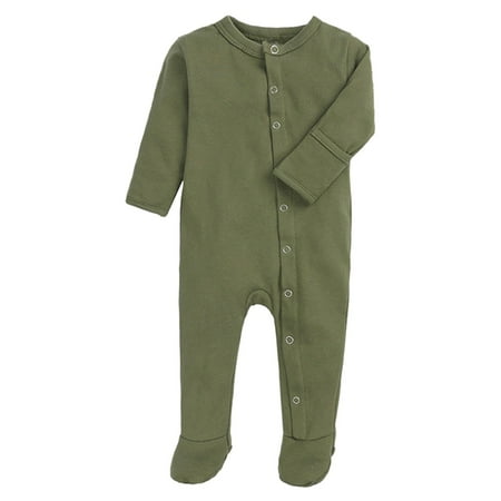 

YWLINK Toddler Kids Boys Girls Romper Button Down Crewneck Long Sleeve Thermal Bodysuit Solid Color Thermal Jumpsuit