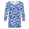 thumbnail image 6 of Womens 2025 Fall 3/4 Sleeve Crew Neck Blouse Fashion Print Casual Loose Fit Shirt Top, 6 of 6