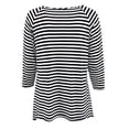 thumbnail image 2 of Plus Size Women's Clothing Asymmetrical Striped Sleeve Knit Top T Shirt Black White 3X (16.008), 2 of 4