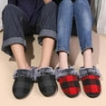 thumbnail image 6 of CHICVOMEY House Slippers for Women & Men Checkered Plaid Memory Foam Slippers with Fuzzy Faux Fur Non-Slip Cozy House Slippers, 6 of 6