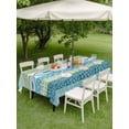 thumbnail image 4 of Outdoor Tablecloths with Umbrella Hole & Zipper, Blue Green Geometric Rectangle Tablecloth 60x120 Inch, Boho Vintage Country Flowers Leaves Waterproof Table Cloth, Patio/Pool/Picnic Table Covers, 4 of 8