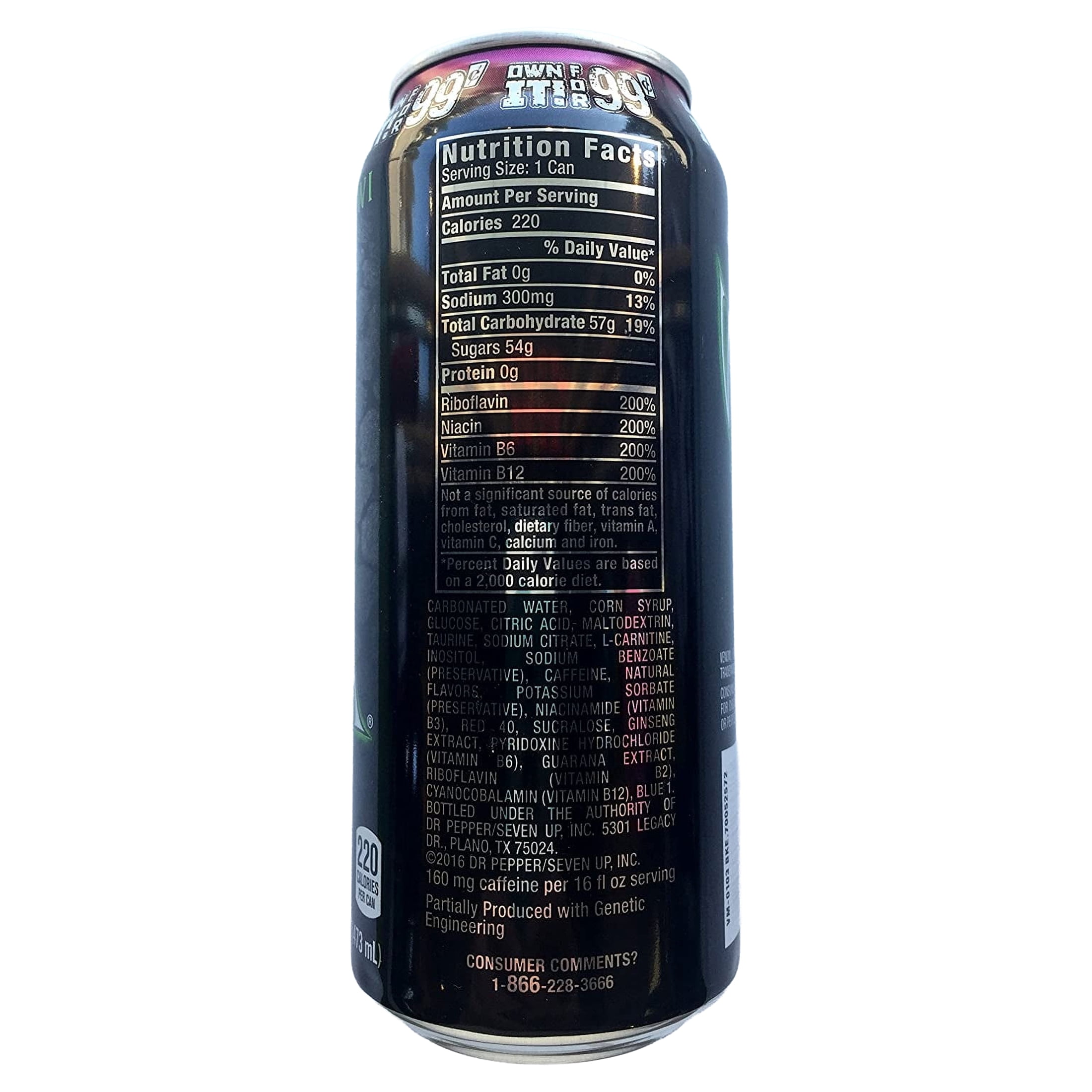 Venom Energy Drink - Black Cherry Kiwi - 16 ounce (Pack of 16) Marked Cans.