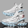 thumbnail image 2 of Men's High-Top Knit Blade-Sole Sneakers, Lightweight Lace-Up Athletic Shoes with Futuristic Glow Design for Streetwear, Running, and Casual Wear, 2 of 10