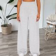 thumbnail image 4 of Quixlent Women Casual Pants Solid Color Wide Leg Trousers with Pockets Elastic High Waist Hip Hop Style Long Pants, 4 of 8