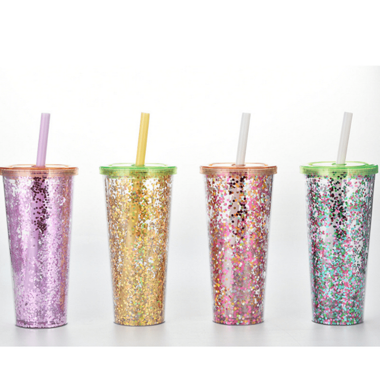 Home Tune Cute Glitter Tumbler Cups with Lid and Straw, Double Wall  Insulated Acrylic Cup, 22 oz / 650ml (Mermaid)