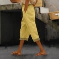thumbnail image 2 of JJHGVB capris pants Cropped Pant Preppy Lounge Pant Elastic Waist mid-calf length Slacks women's capris Wide Leg capri lounge pants Lounge Slacks pantalones capri Drawstring Pants Yellow M, 2 of 7