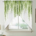 thumbnail image 2 of Green Swag Curtains for Kitchen/Bedroom/Living Room, Summer Botanical Leaves Watercolor Scalloped Curtains 63 Inch Long, Rod Pocket Window Swag Topper Curtains Valances 2 Panels Set 36"x63", 2 of 8