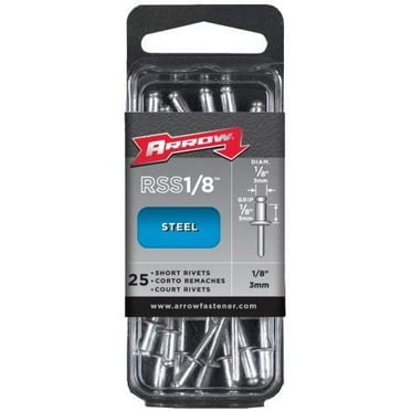 Arrow Fastener RSS1/8 1/8" Short Steel Rivets 25 Count