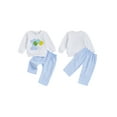 thumbnail image 2 of Qmyliery Baby First Birthday Outfit Goose Embroidered Long Sleeve Sweatshirt Plaid Pants 2 Piece Set, 2 of 9