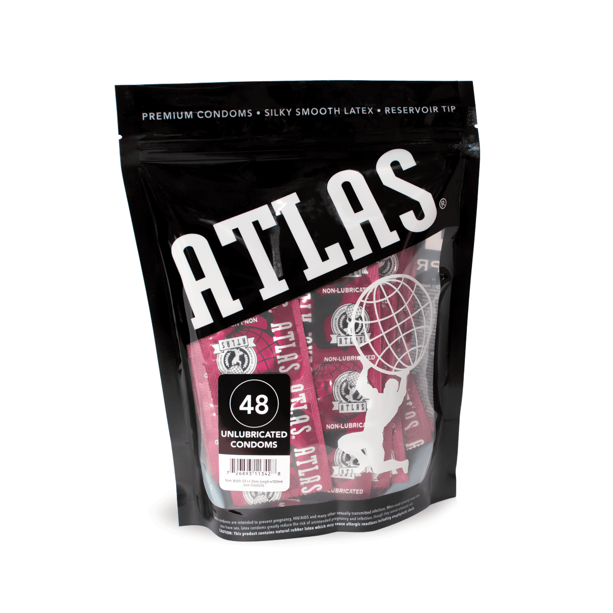 Atlas® 48-Pack Non-Lubricated Latex Condoms for Allergic Reactions and Oral  Sex