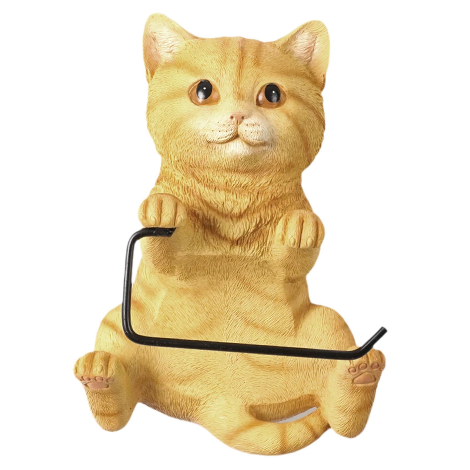 Fiocias Wall Mounted Cat Toilet Paper Roll Holder Bathroom Accessories Premium Resin Yellow