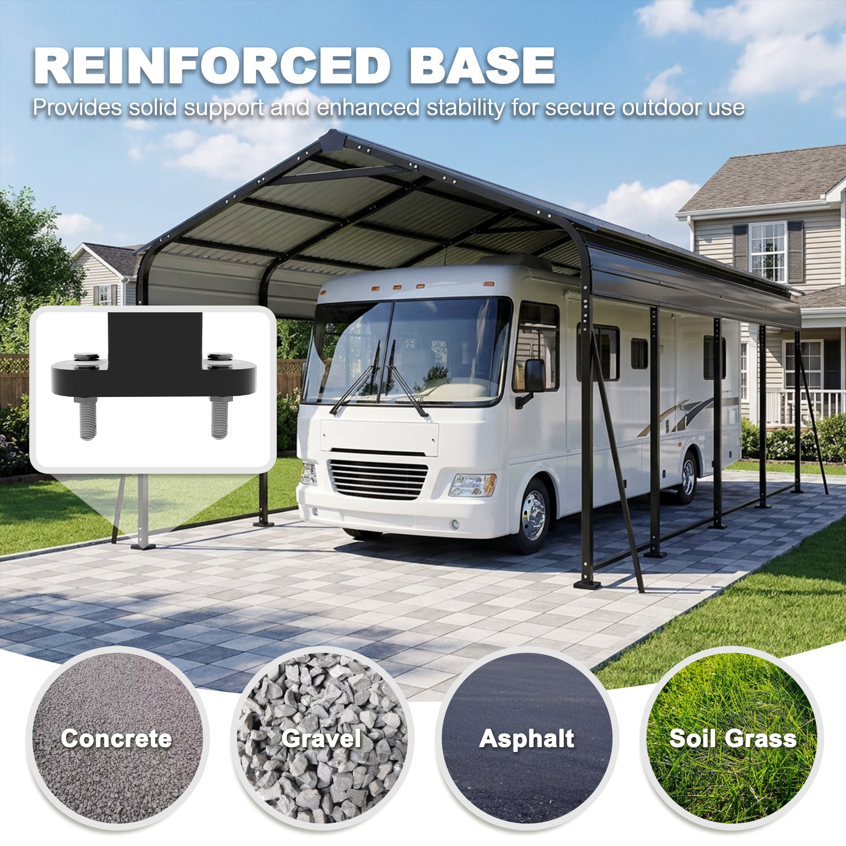 Nuu Garden 20 x 12 FT Steel Carport, Oversized Carport Garage with Enhanced Base, Outdoor All-Weather Car Shelter, Heavy Duty Carports Canopy, Dark Gray and Black