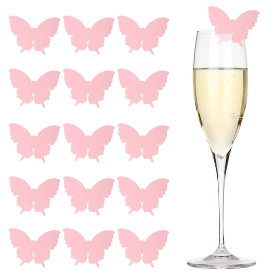 20 Pcs Butterfly Drink Tags, Acrylic Wine Glass Charms Reusable Drink Markers, Pink
