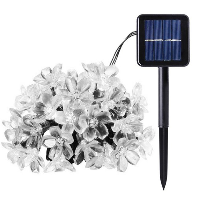 1 Uds. Cadena de luces solares de flor de cerezo-5m 20 luces blancas