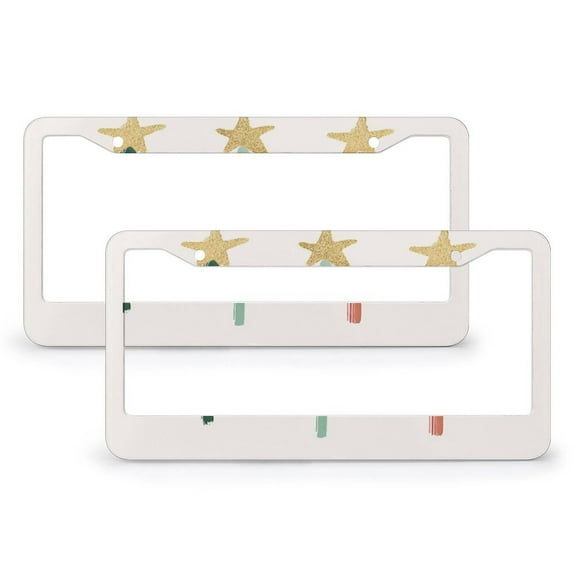 License Plate Frame Cute Merry Christmas Pine Tree Customized Decor Car Tag 2 Pcs Set Merry Christmas Holiday Quality Aluminum Metal License Plate Frames for Men/Women 12.3" X 6.3"