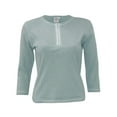 thumbnail image 2 of Women's Cotton Jersey Knit 3/4 Sleeve Striped Zip-Up Henley, 2 of 2