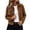 Khaki, variant on Guieoi Faux Suede Jacket for Women Long Sleeve Collared Zippered Retro Casual Short Fall Tops with Lined Khaki S