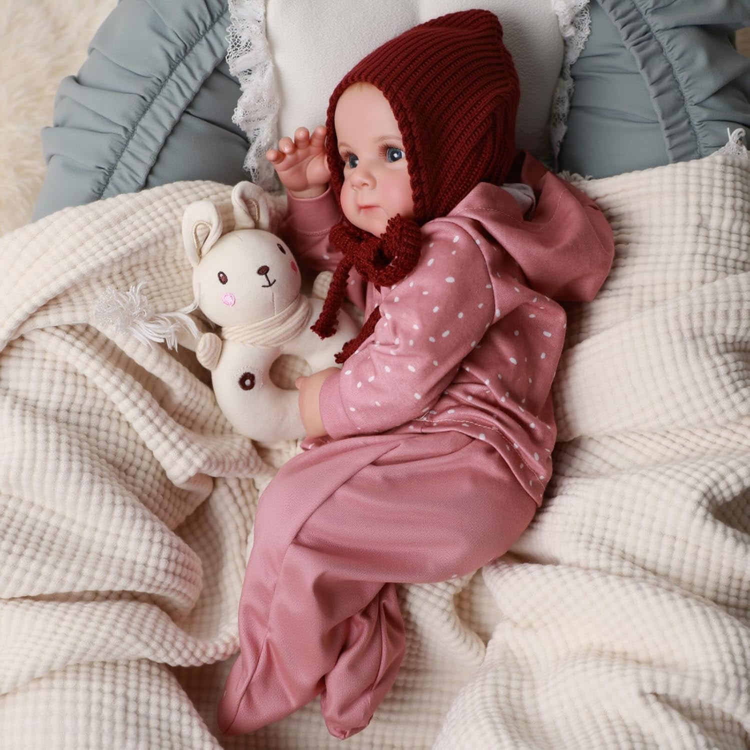 RSG Reborn Dolls 17 Inch Open Eye Soft Cloth Body Real Life Babies Cute Lifelike Handmade Poseable Kids Birthday Gift