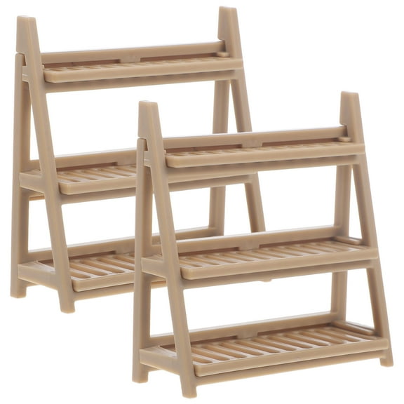 FOMIYES Khaki Mini Shoes Cabinet for Decor with Realistic Display Rack Shape 2 Pcs Plastic