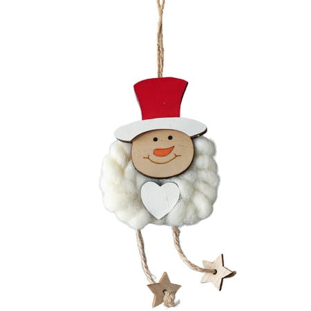 B Wooden Christmas Hanging Ornaments Classic Santa And Snowman Designs For Tree Or Home Decor Premium Wood Material Family Friendly