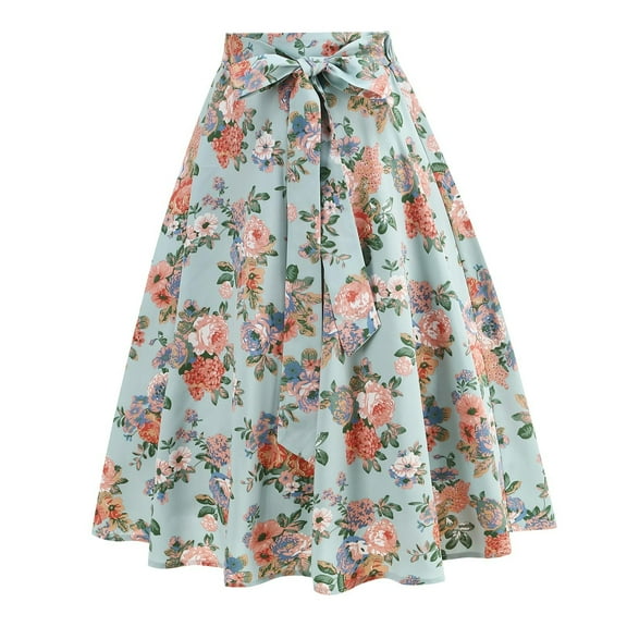 HomeGardon Maxi Skirts for Women Summer Fashion Retro Printed Floral Skirt,S-XXL
