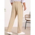 thumbnail image 3 of DARING DIVA Men's Beach Pants Drawstring Waist Breathable Summer Linen Pants 30 Khaki, 3 of 6