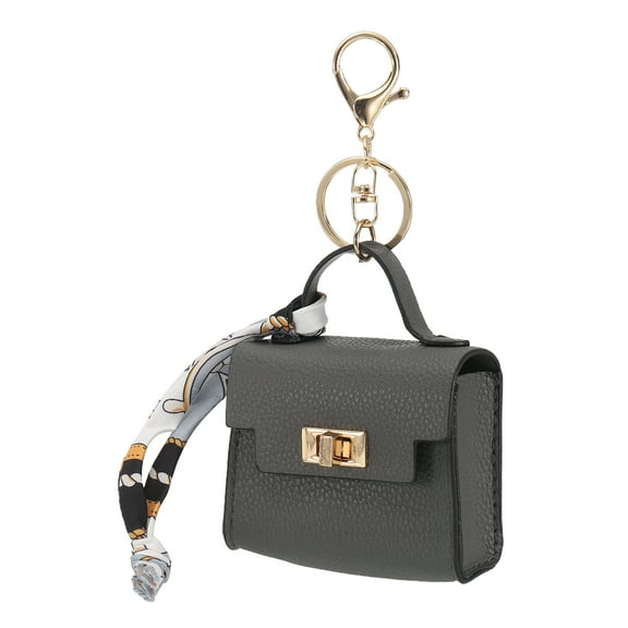 Uxcell Mini Backpack Keychain Pouch, Cute Leather Change Wallet Coin Purse Coin Pouch for Men Women Change Makeup Headphones, Gray