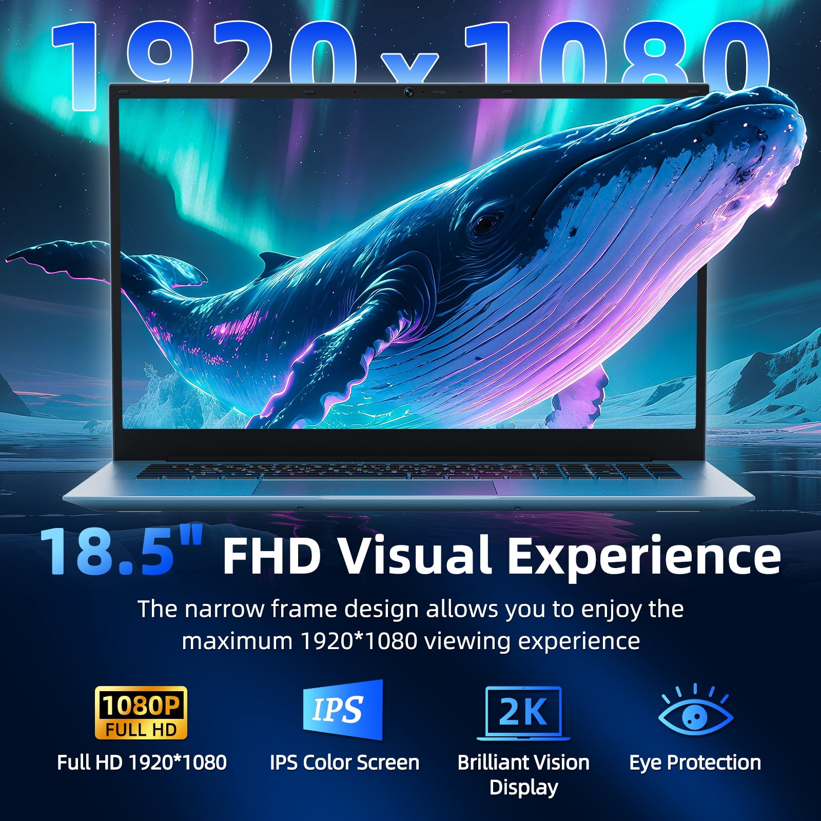 SGIN 18.5" Windows 11 Laptop 16GB DDR4 1024GB SSD Laptops Computer - 4 Core Intel i3, 1920*1080 FHD IPS Screen, Wifi 6