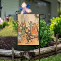 Yayeee Garden Flag 28" x 40" Double Sided Outdoor Yard Lawn Holiday Decorations, Cats in Party