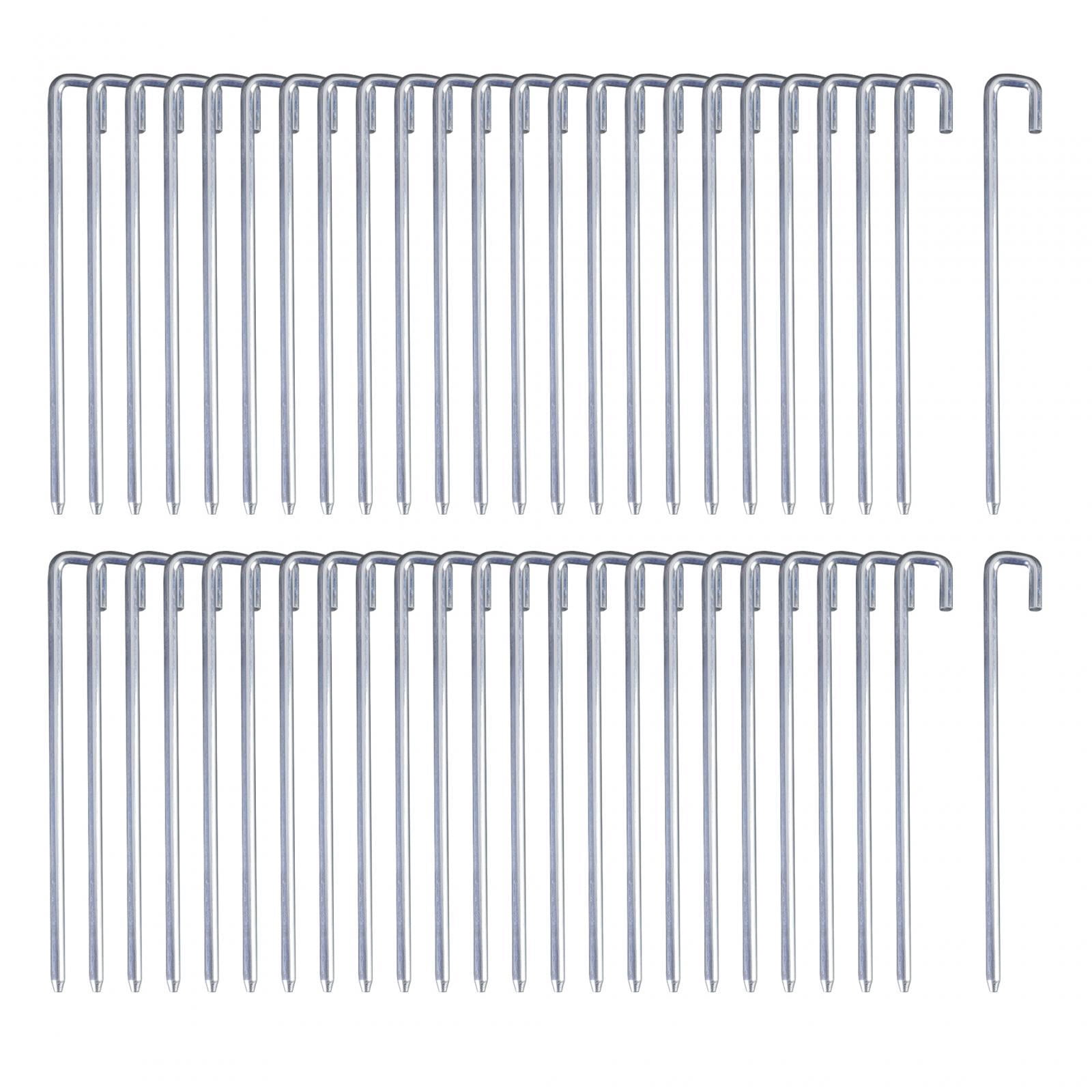 50Pcs Tent Pegs 25cm Garden Stakes Nails U Shape Hook Aluminum Alloy Sturdy